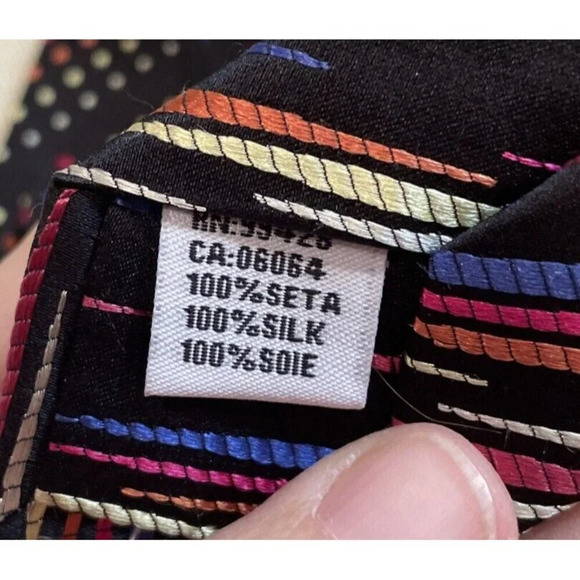 Bugatchi Italy Mens Silk Tie Black Colorful Polka Dots Business Wedding‎ Party - Picture 5 of 6